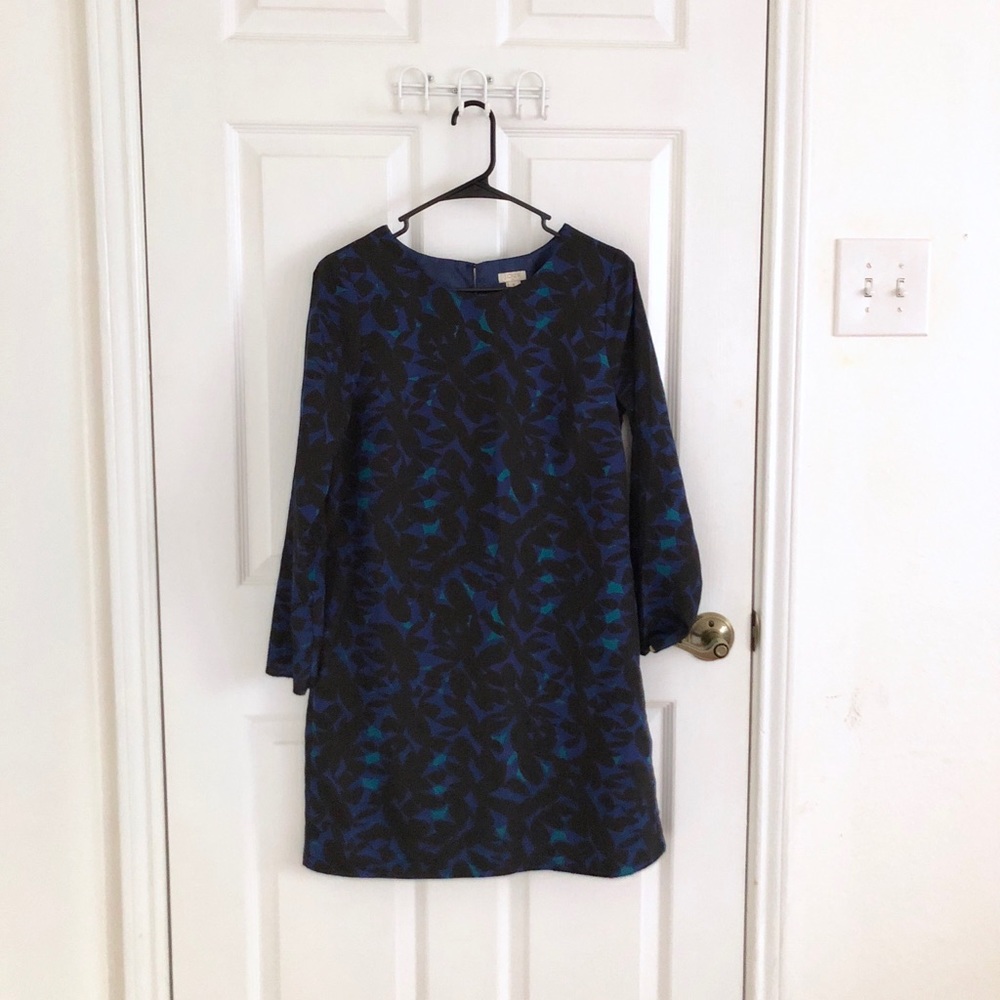 J. Crew black and blue long sleeve dress